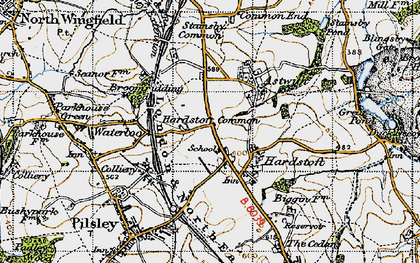 Old map of Hardstoft Common in 1947