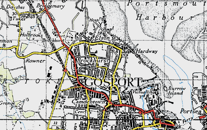 Old map of Hardway in 1945