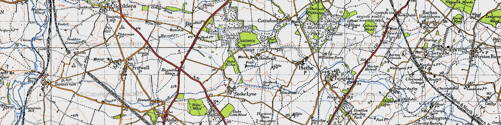 Old map of Hardwick in 1946