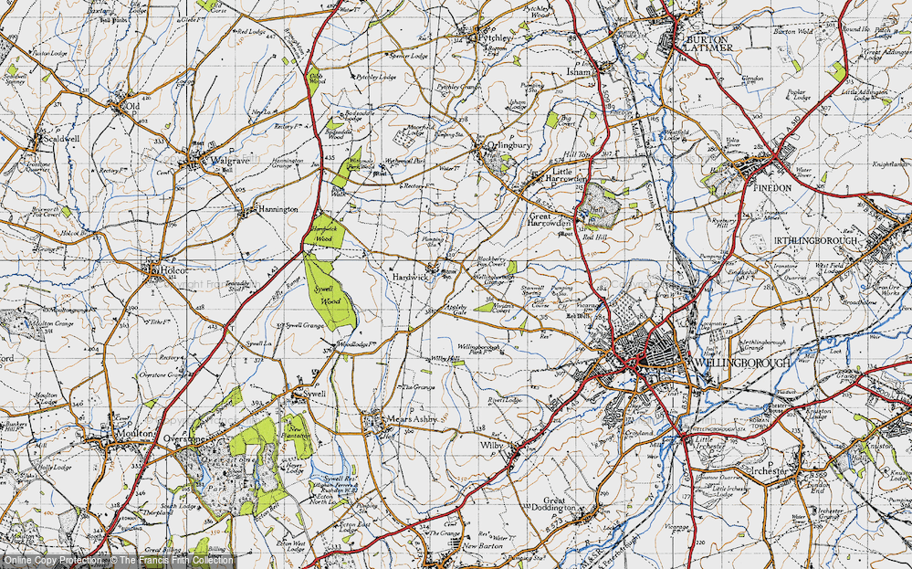 Old Map of Historic Map covering Blackberry Fox Covert in 1946
