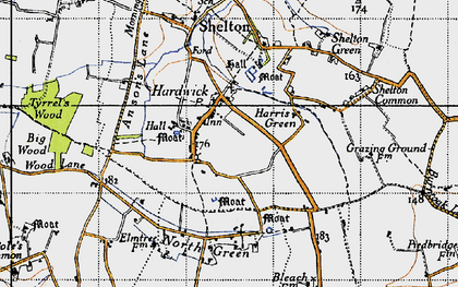 Old map of Hardwick in 1946