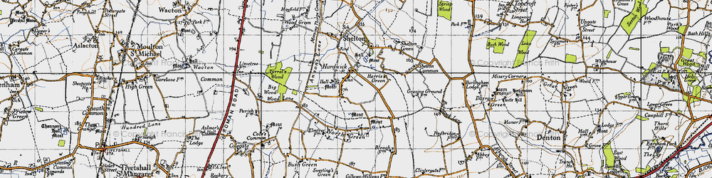 Old map of Hardwick in 1946