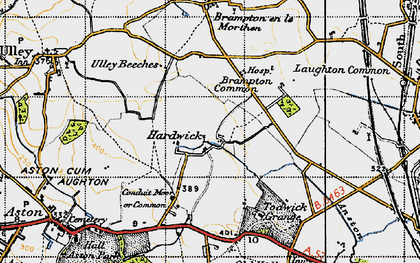 Old map of Hardwick in 1947
