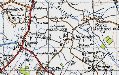 Old map of Hardwicke in 1946