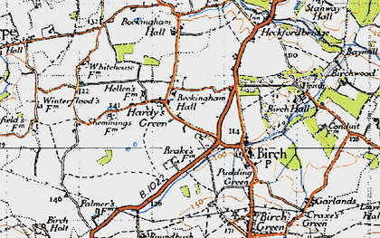 Old map of Hardy's Green in 1945