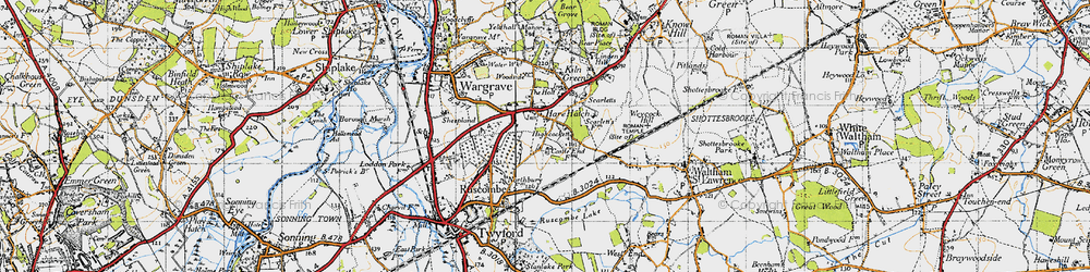 Old map of Hare Hatch in 1947