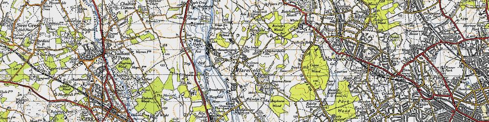 Old map of Harefield in 1945