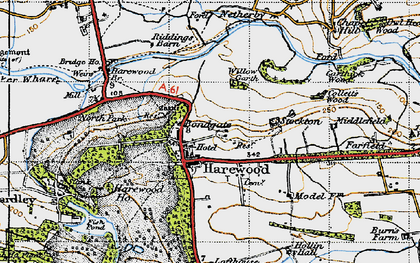 Old map of Harewood in 1947