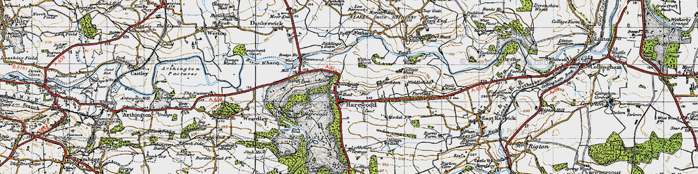 Old map of Harewood in 1947