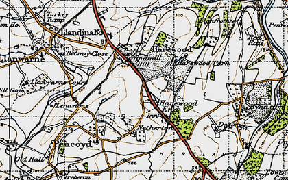 Old map of Harewood End in 1947