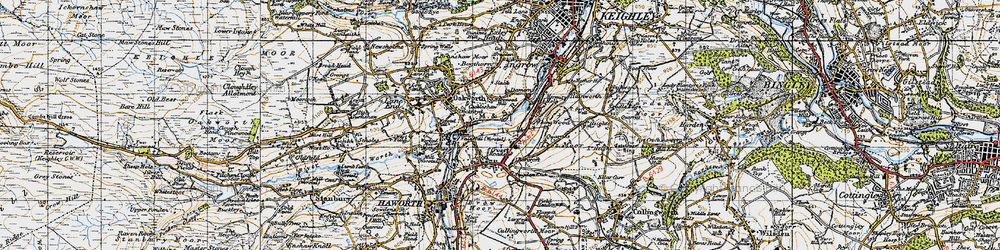 Old map of Harewood Hill in 1947