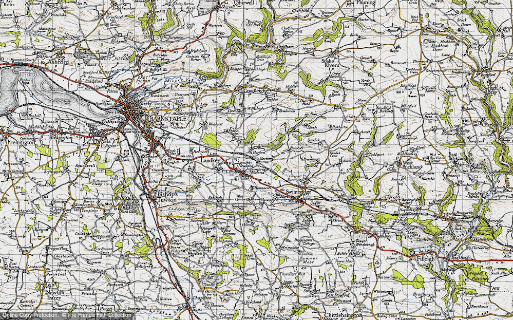 Old Map of Harford, 1946 in 1946