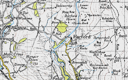 Old map of Burford Down in 1946