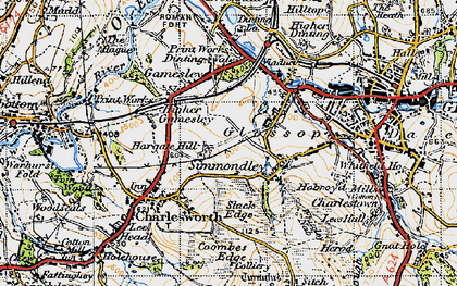 Old map of Hargate Hill in 1947