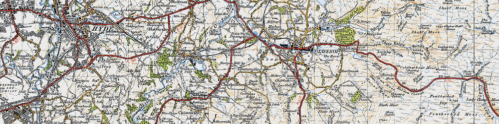 Old map of Hargate Hill in 1947