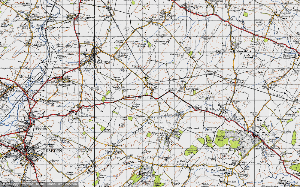 Historic Ordnance Survey Map Of Hargrave, 1946