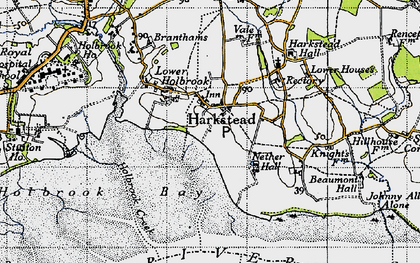Old map of Harkstead in 1946