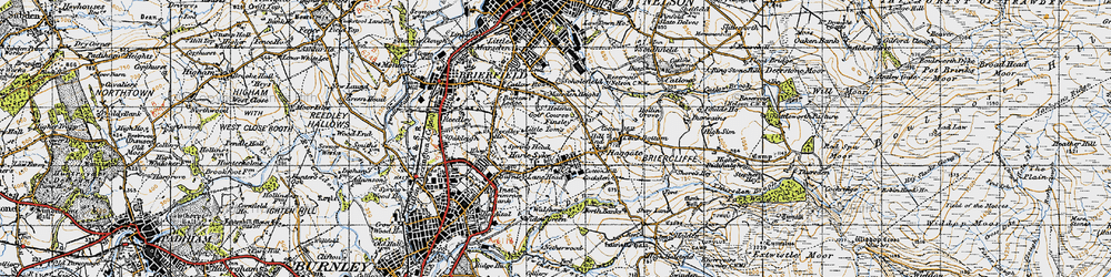 Old map of Harle Syke in 1947