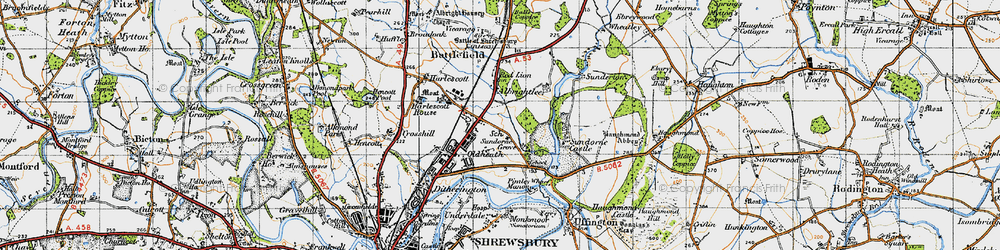 Old map of Harlescott in 1947
