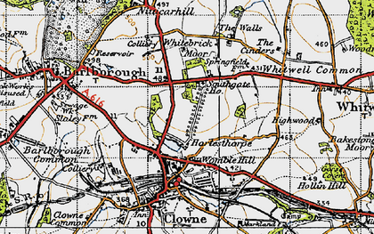Old map of Whitebrick Moor in 1947