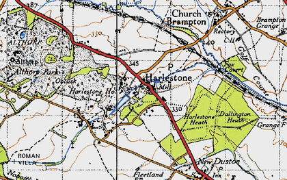 Old map of Harlestone in 1946