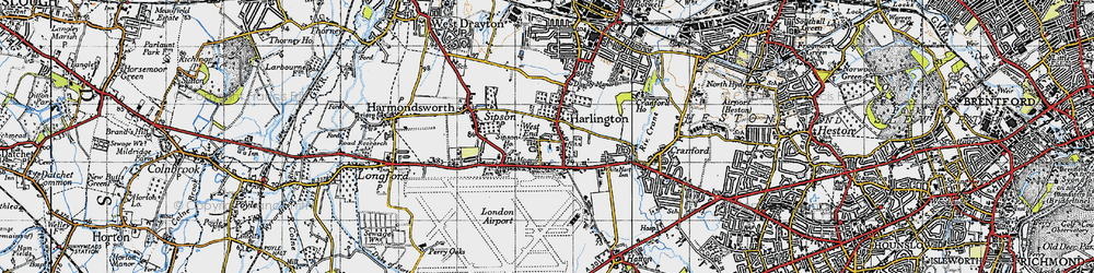 Old map of Harlington in 1945