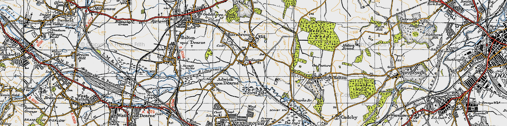 Old map of Harlington in 1947