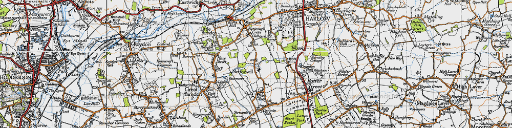 Old map of Harlow in 1946