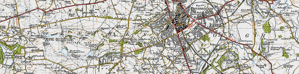 Old map of Harlow Hill in 1947