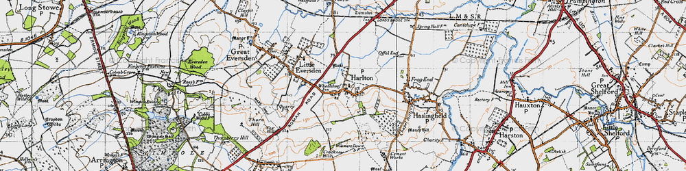 Old map of Harlton in 1946