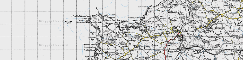 Old map of Harlyn in 1946