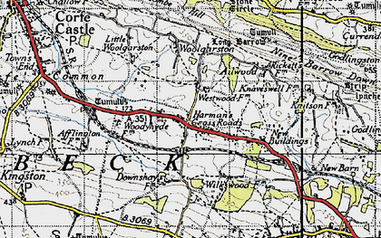 Old map of Harman's Cross in 1940