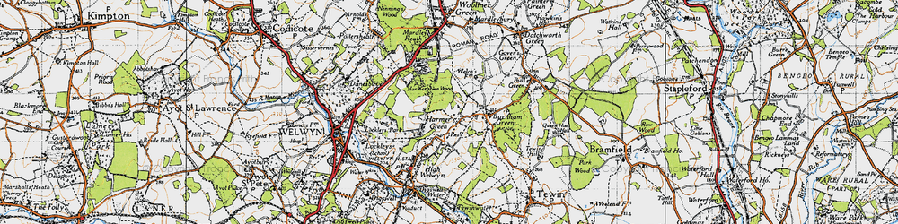 Old map of Harmer Green in 1946
