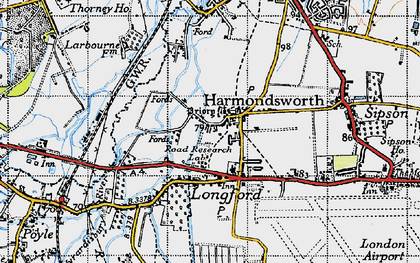 Old map of Harmondsworth in 1945