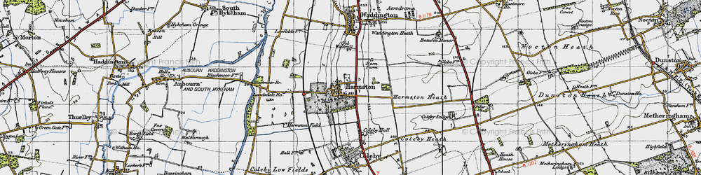 Old map of Harmston in 1947