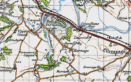 Old map of Harnage in 1947