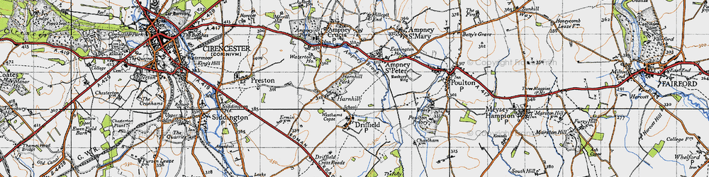 Old map of Harnhill in 1947