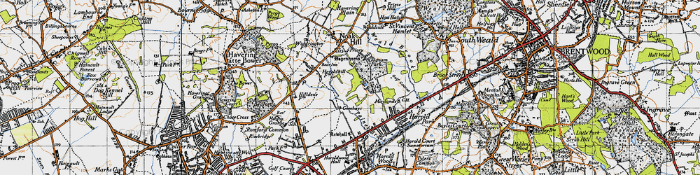 Old map of Harold Hill in 1946