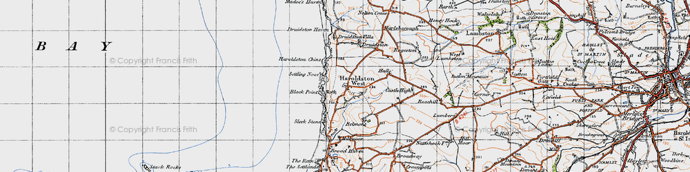 Old map of Haroldston West in 1946
