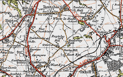 Old map of Harperley in 1947