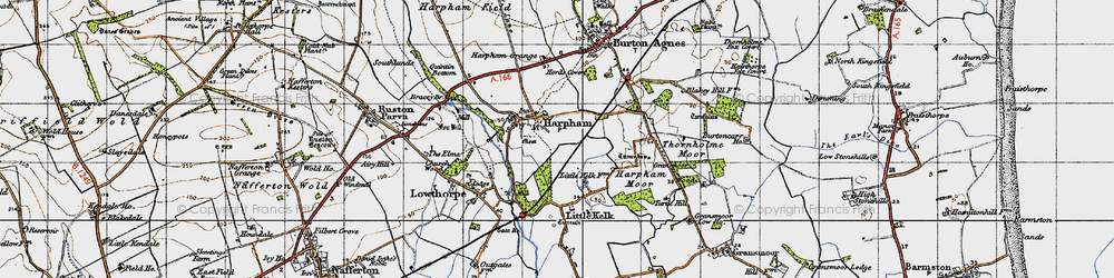 Old map of Harpham in 1947