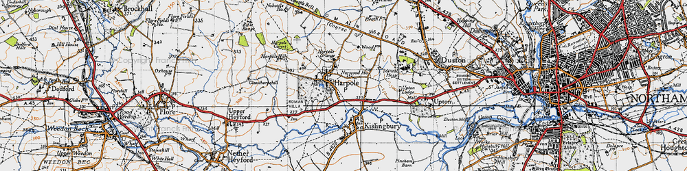 Old map of Harpole in 1946