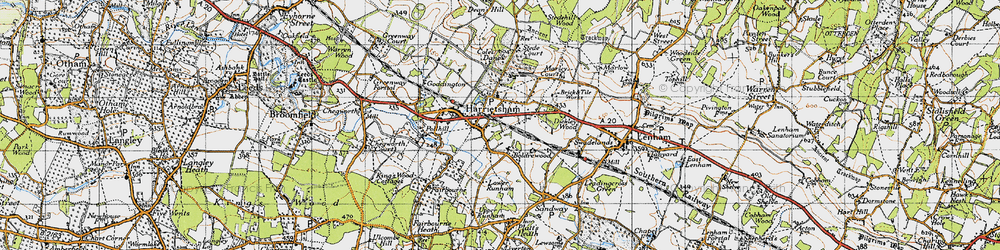Old map of Harrietsham in 1940