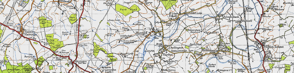 Old map of Harrold in 1946