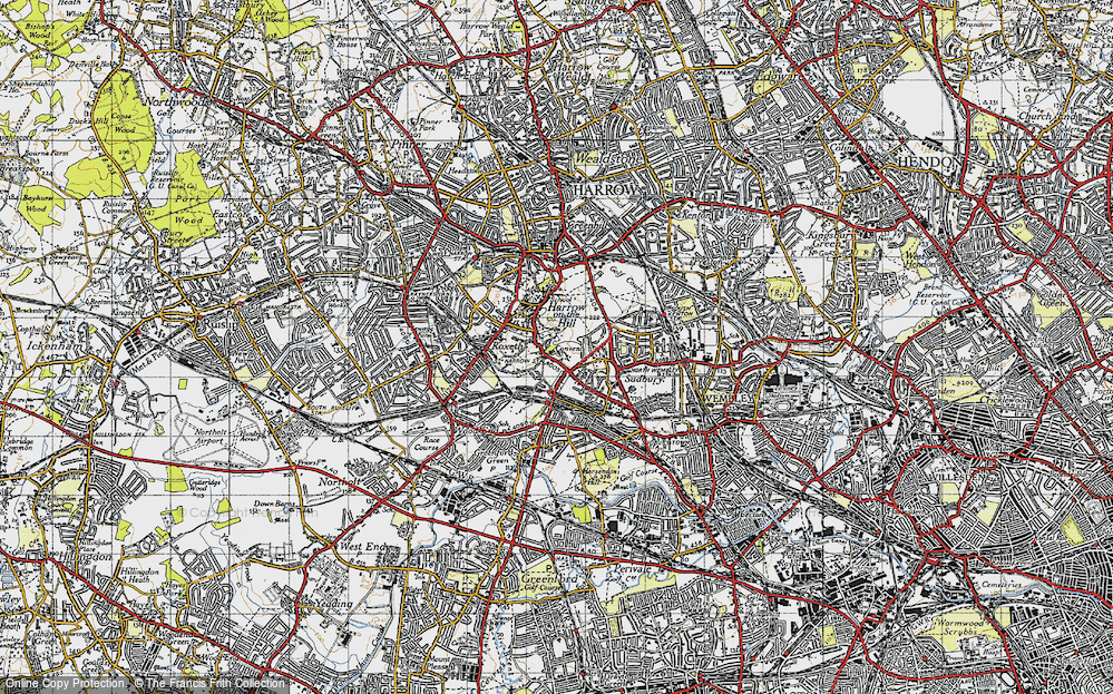 Old Map of Harrow on the Hill, 1945 in 1945