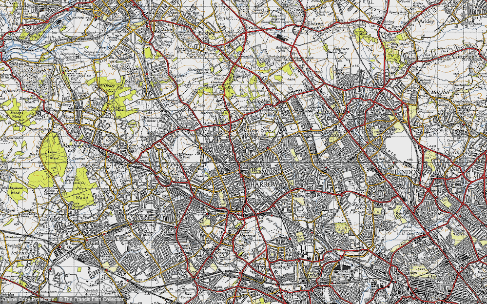 Old Map of Harrow Weald, 1945 in 1945