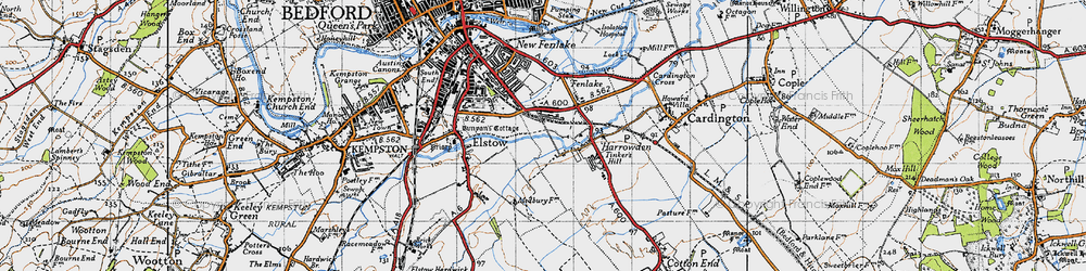 Old map of Harrowden in 1946
