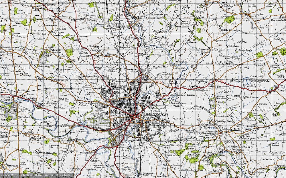 Old Map of Historic Map covering Darlington in 1947