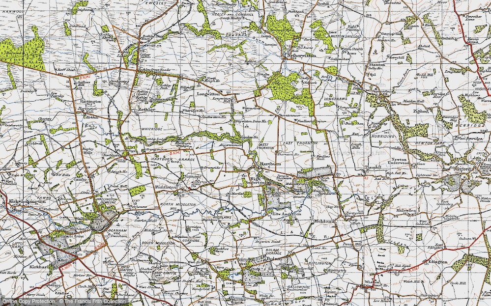 Old Map of Historic Map covering Needless Hall Moor in 1947