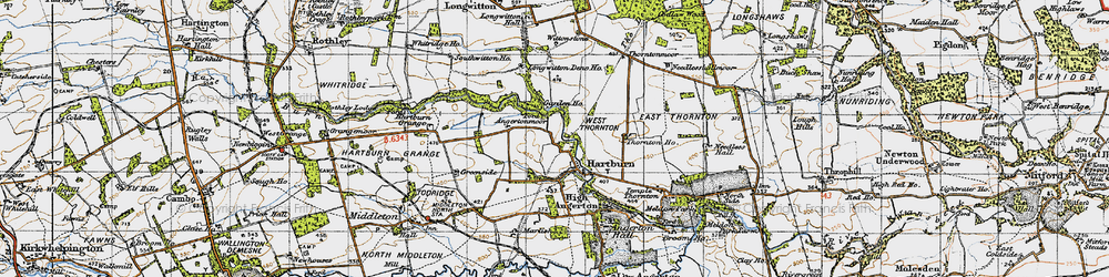 Old map of Angerton North Moor in 1947